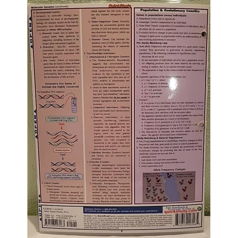 BarCharts Quick Study Academic - Genetics Basic Concepts