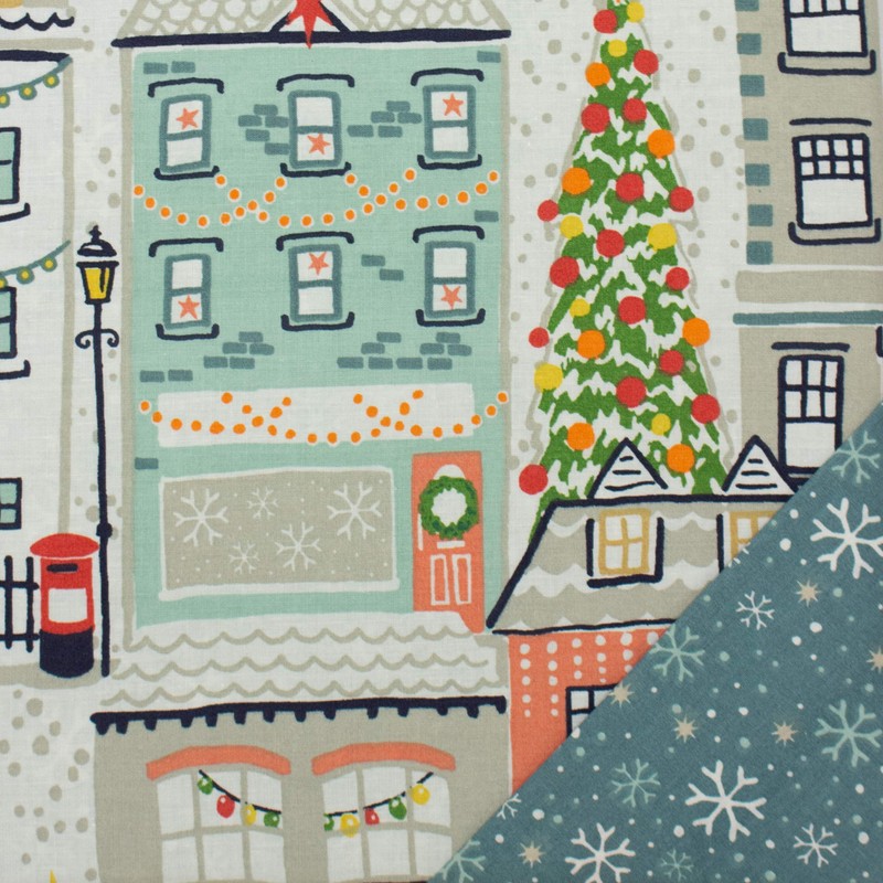 Furn Festive Town Duvet Set, Cotton, Multi, Single