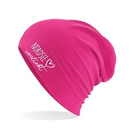 HUURAA Beanie North Sea in Love Unisex Hat with Name of Your Favourite Sea Gift Idea for Friends and Family, fuchsia