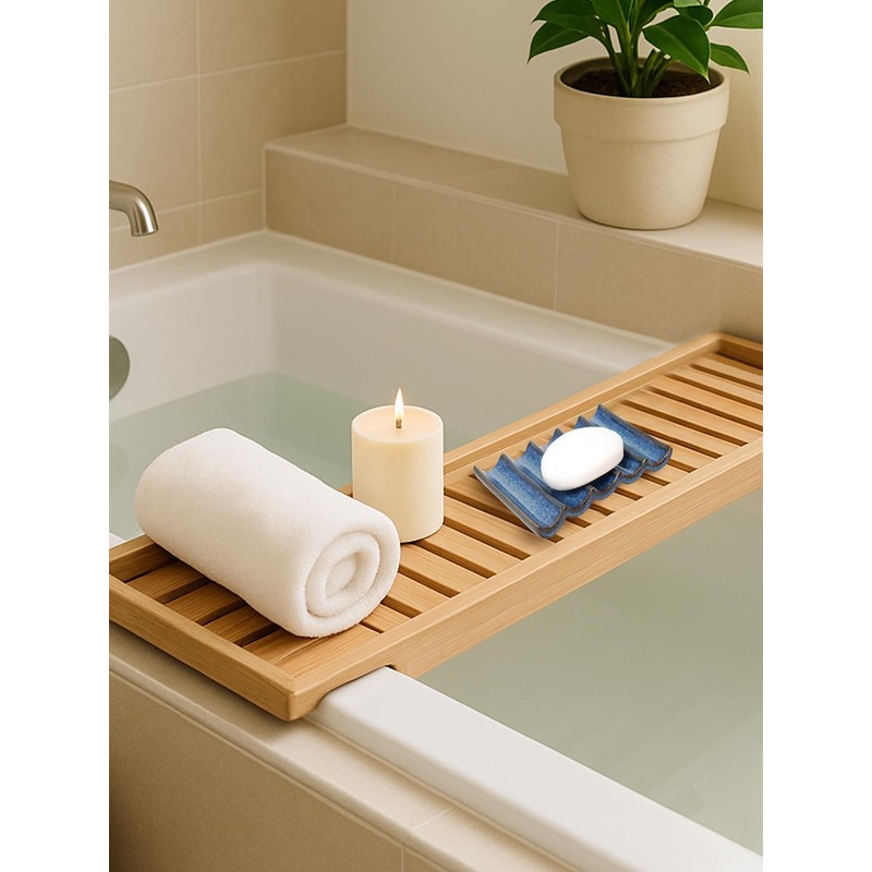 Draining Ceramic Soap Dish, Non-Slip Bar Soap Holder with Fluted