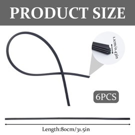 Pack of 6 32 inches 800 mm windscreen wiper replacement rubber universal, windscreen wiper rubber, replacement dismountable wiper rubber, compatible with all windscreen wipers