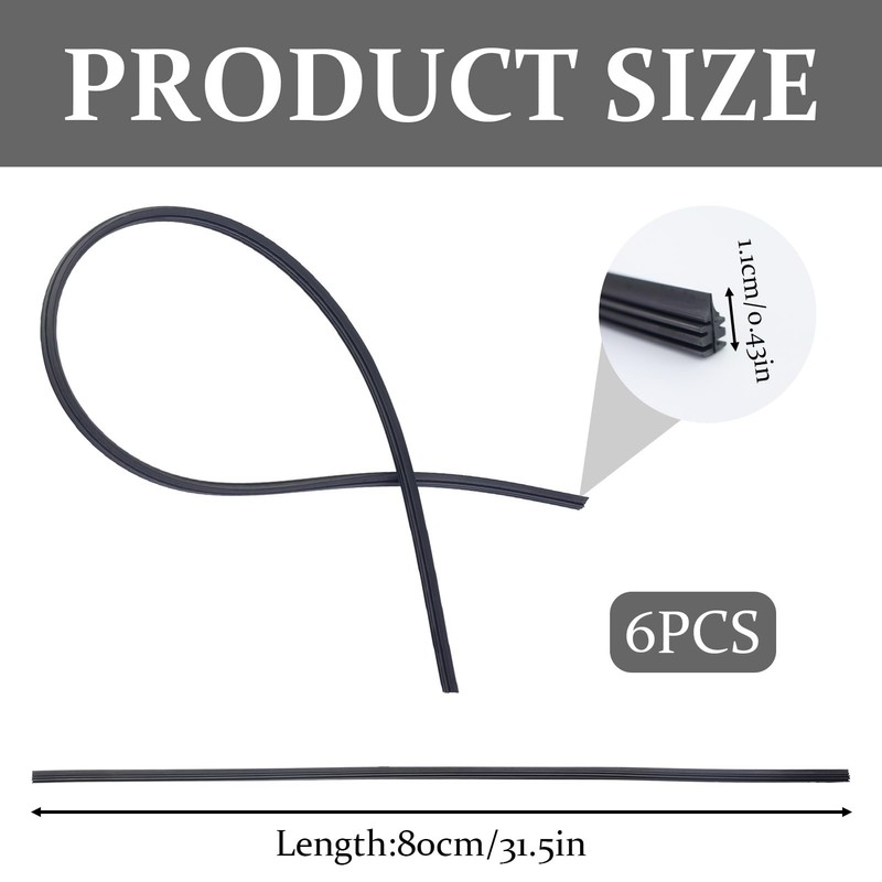 Pack of 6 32 inches 800 mm windscreen wiper replacement