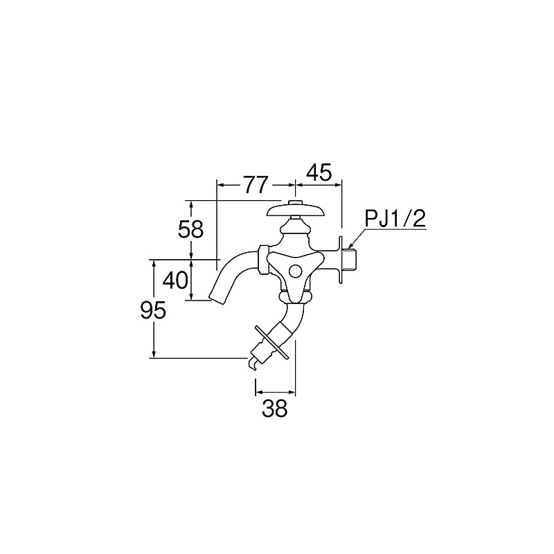 SANEI JF123TK-1-13 Double Mouth Horizontal Faucet for Washing Machines, Nominal