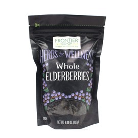 Frontier Co-op Frontier Co-op Dried Elderberries, 8oz Bag, European Whole, Kosher, Non-GMO | Elderberry Dried Fruit for Immune Support, Powder, Tea, Syrup, Gummies