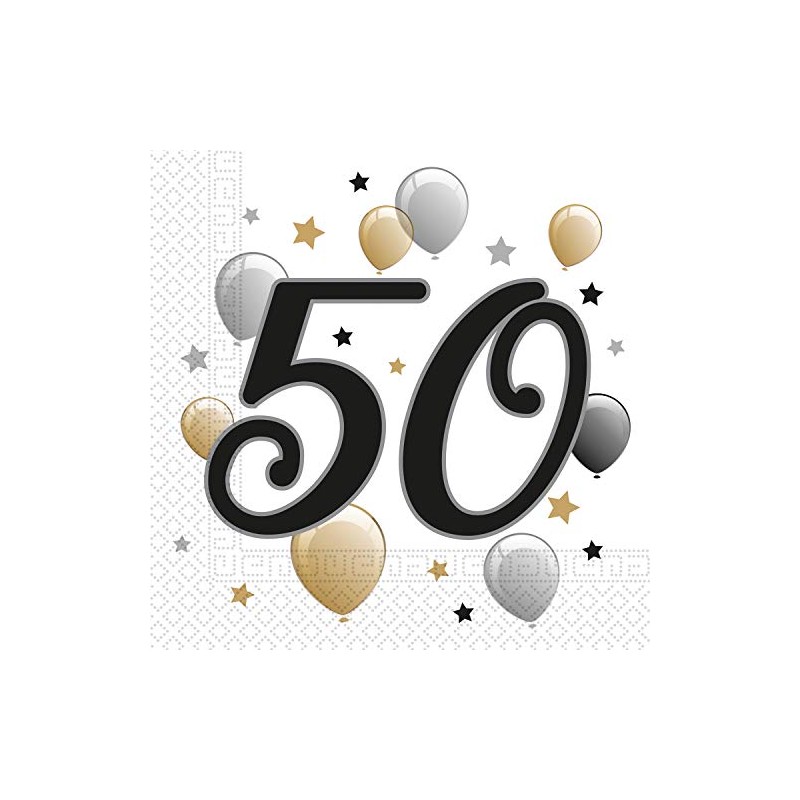 Procos 10232061 PR88868 Napkins with Anniversary Numbers Elegant Design 50,