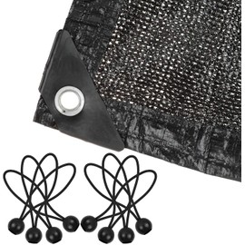 Joylifeboard 90% Sunblock Shade Cloth Net Black Shade Mesh Tarp with Grommets 10ft X 20ft UV Resistant Net Shade Fabric for Plants Garden Greenhouse or Swimming Pool,with 18pcs Ball Bungees,Black