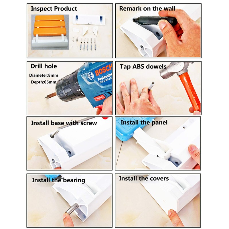 Folding Shower Seat Bathroom Wall Mounted Foldable Entrance Shoe Changing