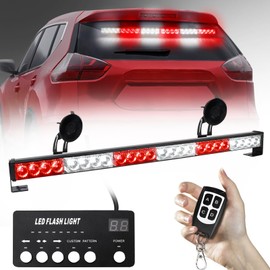 TeddyTT Emergency Strobe Firefighter Lights Bar Directional Traffic Advisor Warning Strobe Flash Emergency Fire Lights for Firefighters Vehicle Visor Lights 27 Inch 6Panel Led Remote Control White Red