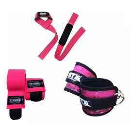 techno + mtx Straps Para Pesas + Vendas De Rodillas + Grilletes