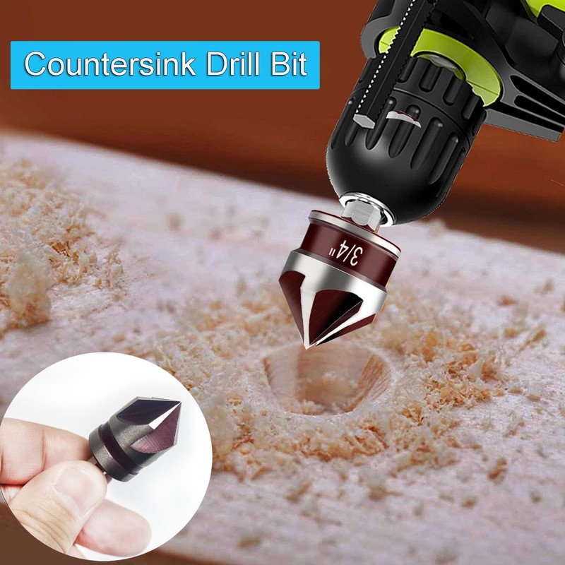 Yuentoen Countersink Drill Bit Set, Countersink 82°, HSS Countersink and