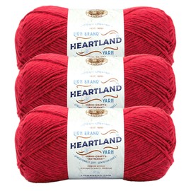 Lion Brand Yarn Heartland Yarn, Worsted-Weight Yarn for Knitting, Crocheting, and Crafting, 3 Pack, Redwood