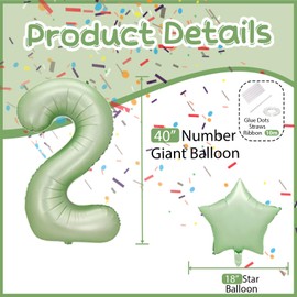 2026 Happy New Year Balloons 6PCS Graduations 2026 NYE Sage Green Number Balloons, Large Balloons for New Year's Eve Party Supplies 2026, New Year Decorations, Christmas, Birthday Class of 2026