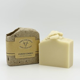 Three Dubs Ranch Cursed Cowboy: Handmade All-Natural, Goat Milk Soap Bars made with Tallow, For Hands & Body. Clove, Gunsmoke, Almond scented Soap Bars. Made in Texas. (3.5 oz Bar 3 Pack)