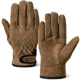OneTigris Welding Gloves,Fireproof Leather Work Gloves for Men/Women - Forge, BBQ, Camping, Wood Stove,Heat-Resistant Cowhide, Comfort Lined (Coffee)