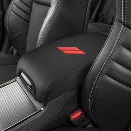 INTGET Center Console Cover for Dodge Charger Accessories 2011-2020 2021 2022 2023 for Chrysler 300 2015-2022 Leather Armrest Cover Console Lid Protector Cushion Pad(Black Stitches, Leather)