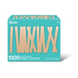 Darice 1000 Pcs Popsicle Stick, 4.5" Natural Wood Craft Sticks Supplies, Ice-Cream Stick Pop, Ages 3+