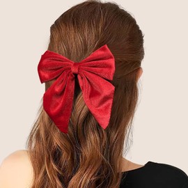 Spenlly-Mujeres Adolescentes Niñas Terciopelo Lazos para el cabello Clip Niños Niñas Lazo para el cabello Pinza de cocodrilo Pasadores para el cabello Accesorios para el cabello (Rojo vino)