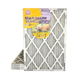 Arm & Hammer 16x24x1 Arm & Hammer Maximum 16000 MERV 11 Allergen Odor Air Filters. 3 PACK