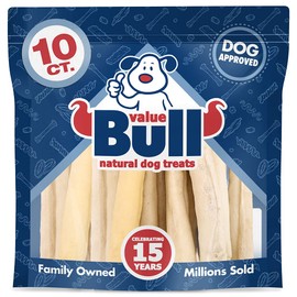 ValueBull USA Retriever Rolls, Premium Rawhide, Thick 10 Inch, 10 Count - Natural & Safe, USA Beef Hide, Long Lasting, Chemical Free, No Artificial Flavors