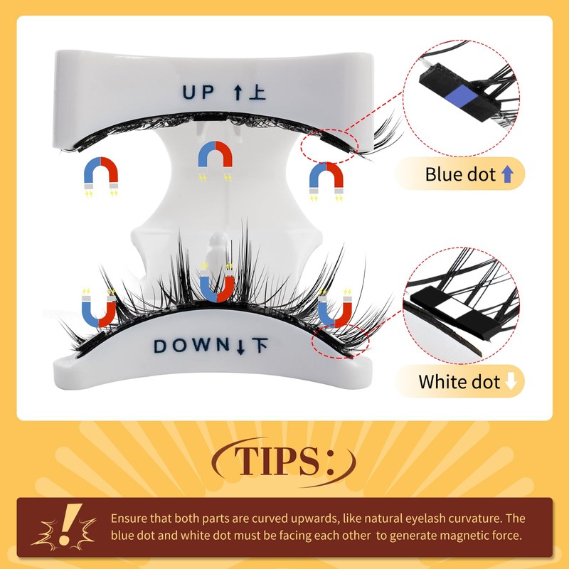 QUEWEL Magnetic Eyelashes Natural Look, 2 pairs Reusable Magnetic Lashes