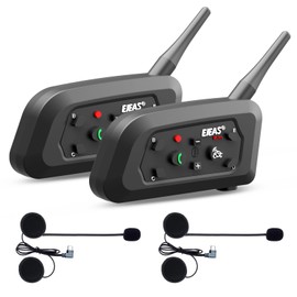 EJEAS V6 Motorcycle Bluetooth Headset, 2 Riders Motorcycle Intercom Helmet Communication System with Noise Reduction and Bluetooth 5.1 for Motorcycling Skiing and Climbing (2 Pack)