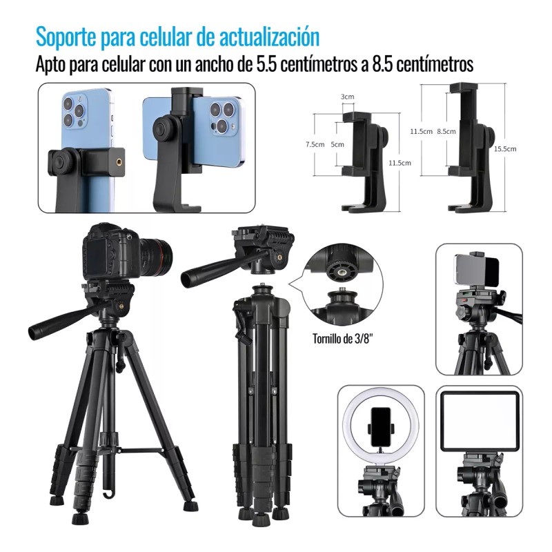 Kingmazi Trípode De Cámara Profesional De 177cm, Tripié Para Celular
