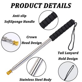 JiaYouLC Telescopic Flag Pole Stainless Steel Handheld Extendable Flag Stick with Anti-Slip Grip Portable Festival for Tour Guide Teacher (9.8ft)