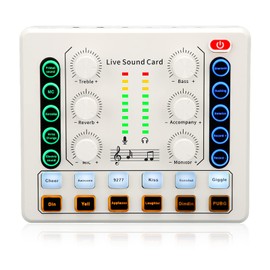 Live Sound Card, Mini Sound Mixer Board for Live Streaming, Podcast Microphone Sound Card with Multiple Sound Effects, PC External Sound Card, Voice Changer Sound Card for Podcasting Gaming Recording