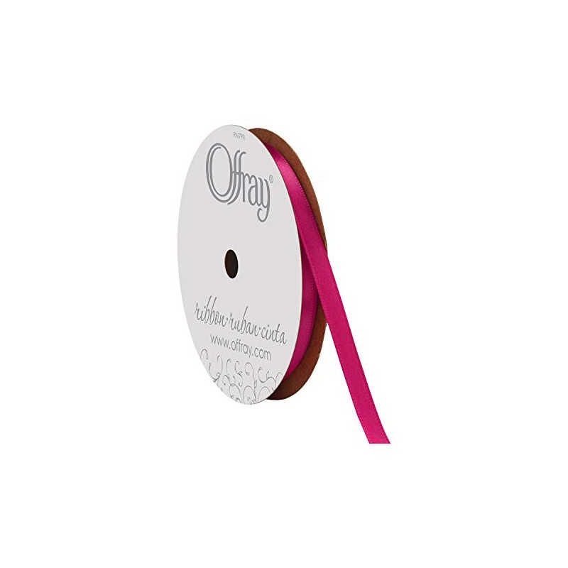 Berwick Offray 1/4" Single Face Satin Ribbon, Azalea Pink, 20