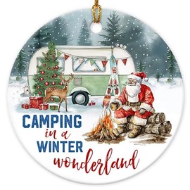 Camping Ornaments for Christmas Tree Decorations | Ceramic Christmas Tree Ornaments 2024, for Campers, Friends Gifts for Women Men | Camping Gift Ideas for Camping Lover 2024