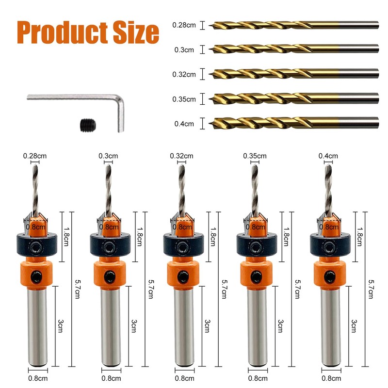 Wood Drill Bit with Countersink Suit, Not Easy to Slip