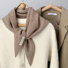 Zulzifs Wool Triangle Scarf for Women - Knitted Cashmere Shawl Downtown Girl Fashion Accessories (Oak)