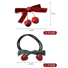 6 Stücke Von Kirschhaarpins Und 2 Stücke Kirschhaarringe, Süße Süße Haarringe, Frisur -Design -Accessoires, Kreative Haarzubehör.