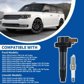 RARAYC 6-Pack UF646 Ignition Coil & Spark Plug Set Compatible with 3.5L V6 EcoBoost Ford F150 Expedition Explorer 2011-2020 - Replaces DG549 BL3Z-12029-C