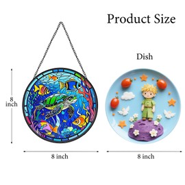 Sea Turtle Suncatchers for Windows Hanging - 8 in Stained Glass Sun Catchers Indoor Window, Suncatcher Stain Glass Window Hanging for Home Decor, Gifts for Holiday or Wall Art