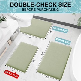 Smiry Memory Foam Toilet Rugs U-Shaped 20x20, Extra Soft Absorbent Non-Slip Contour Bathroom Rugs, Machine Washable Bath Mats for Toilet, Sage Green