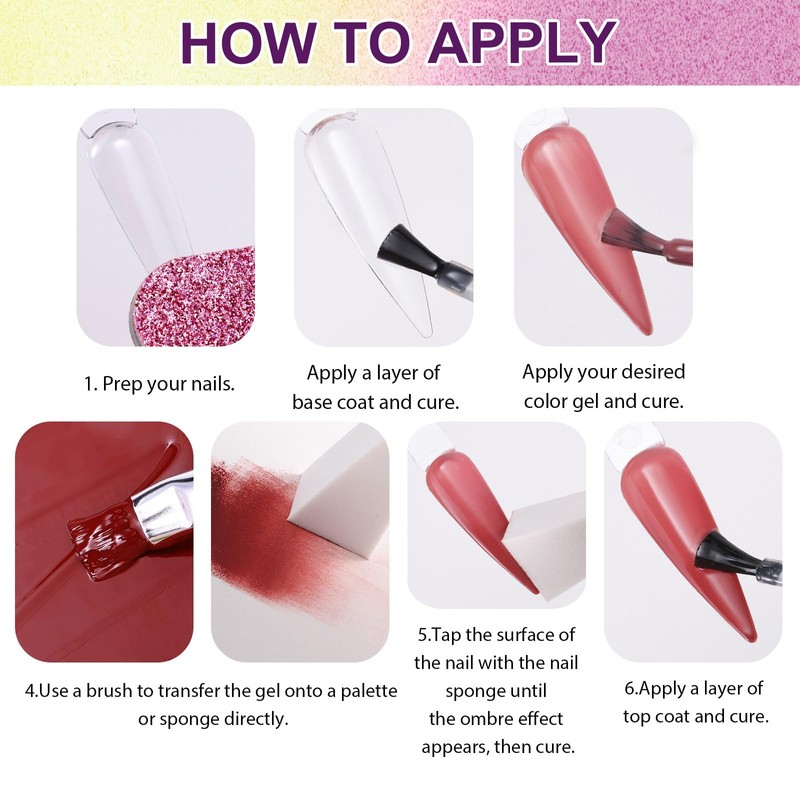 U-Shinein Gradient Painting Gel, 9 Colors Ombre Gel Nail Polish