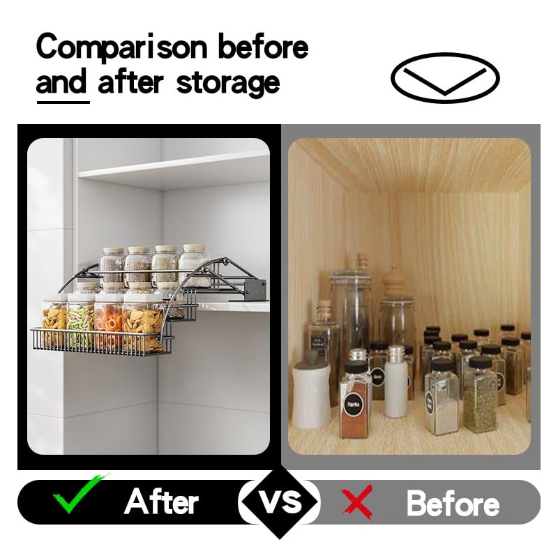 HZBL-LP 3-Tier Pull Down Spice Rack Organizer for Inside Cabinet