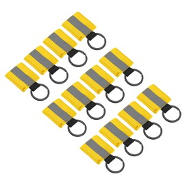 PATIKIL Reflective Keychain Tags, 12 Pack Reflective Zipper Pulls Nylon Keychain High Visibility Reflectors Tags for Backpack Pendant Dog Collar, Golden