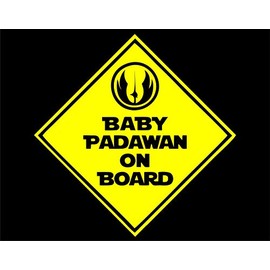 Diamond Graphics Baby Padawan On Board Sign (6" x 6") Yellow Die Cut Decal Bumper Sticker for Windows, Cars, Trucks, Laptops, Etc