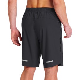 BALEAF Men's Mountain Bike Shorts Loose-fit Cycling Shorts MTB Bicycle 9 Inch Zipper Pockets Drawstring Stretchy UPF50+, Black, X-Large