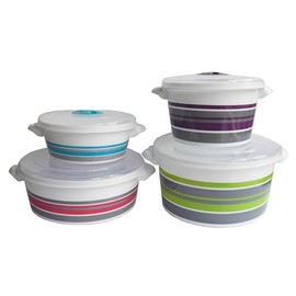 Tredoni 4 Sizes Set Microwave Pot Tub with Ventilation Lid - Heating & Cooking Steamer Pot (Set (All 4 Sizes))