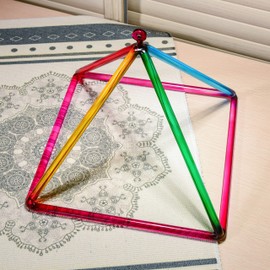 TOPFUND Rainbow Crystal Singing Pyramid 11 inch with Carrying Case and Quartz Suede Mallet