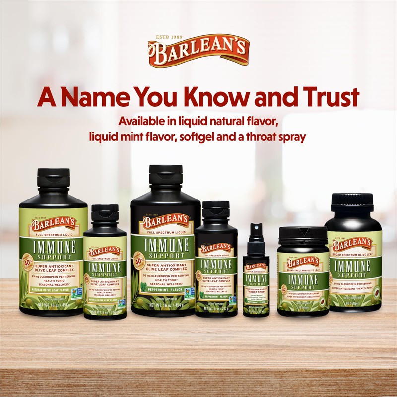 Barlean's Olive Leaf Complex Throat Spray, Immune Support Supplement with