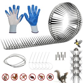 YJOO Squirrel Baffle Spikes, Stainless Steel Anti Climb Strips for Bird Feeder Pole, Raccoon and Squirrel Deterrent, Outdoor Security for Fence, Garden, Roof (60CM)