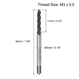 Boxonly Spiral Flute Thread Tap M3 x 0.5mm, for Processing Blind Holes and Sticky Materials, HSS Nitriding Coated, H2 Tolerance, Metric Machine Threading Tap Screw Thread Tapping Tool, 1pcs