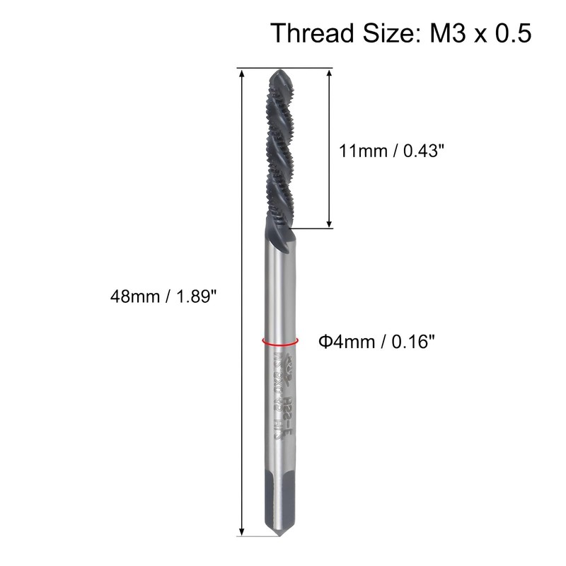 Boxonly Spiral Flute Thread Tap M3 x 0.5mm, for Processing