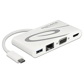 DeLOCK Docking Station USB C 3.1 HDMI 4K + VGA + LAN + USB Adapter White
