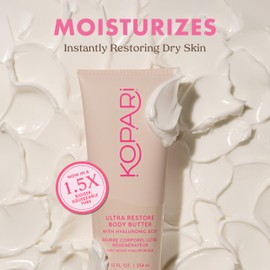 Kopari Jumbo Ultra Restore Body Butter with Hyaluronic Acid and Vitamin B5 - Vegan Moisturizing Lotion for Dry Skin 12 oz