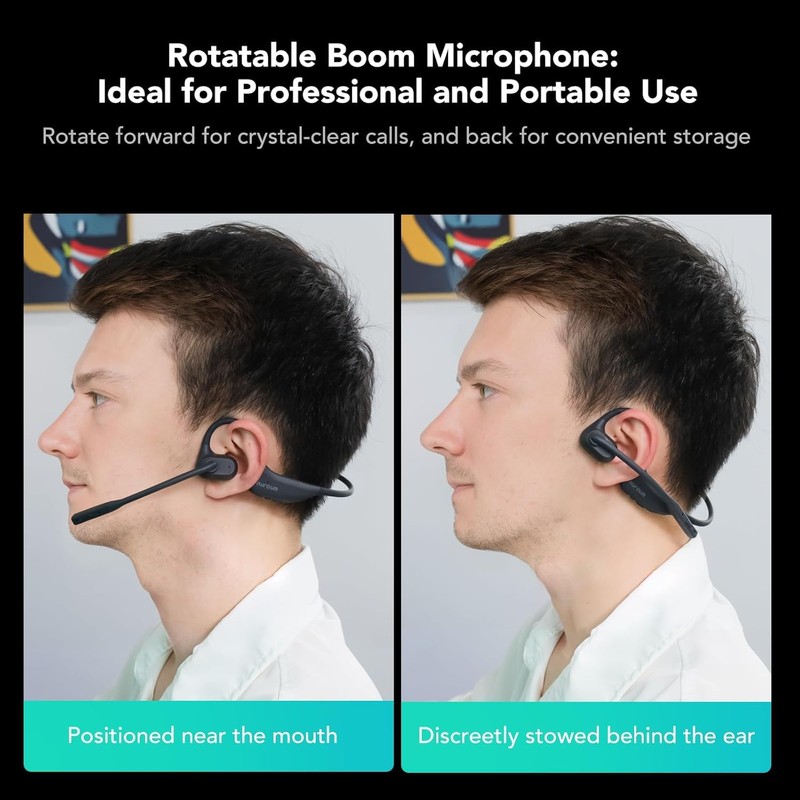 Nuroum OpenEar Pro Bluetooth Headphones with Noise-Cancelling Microphone, Mute Switch,